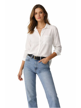 Anthropologie Cloth & Stone White 100% Tencel Button Up Blouse Shirt Top Size S